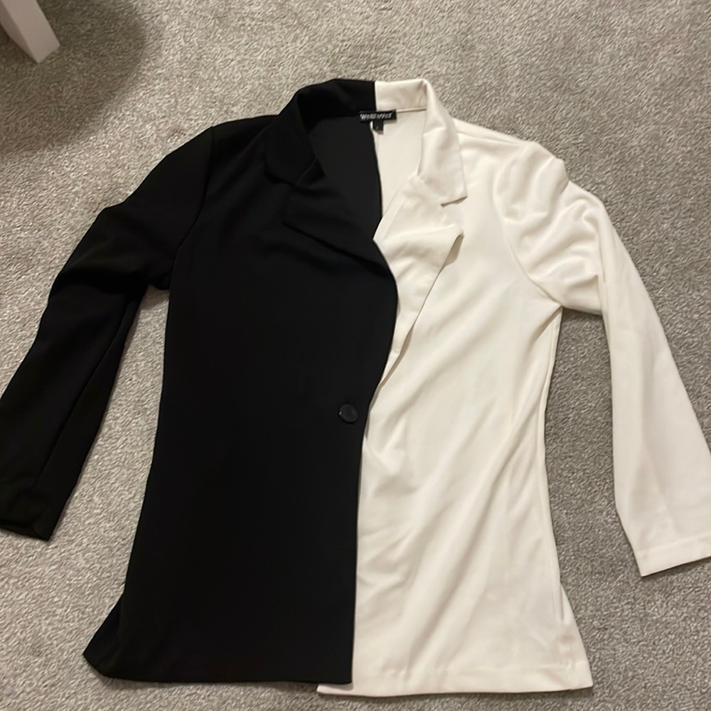 Black and white blazer